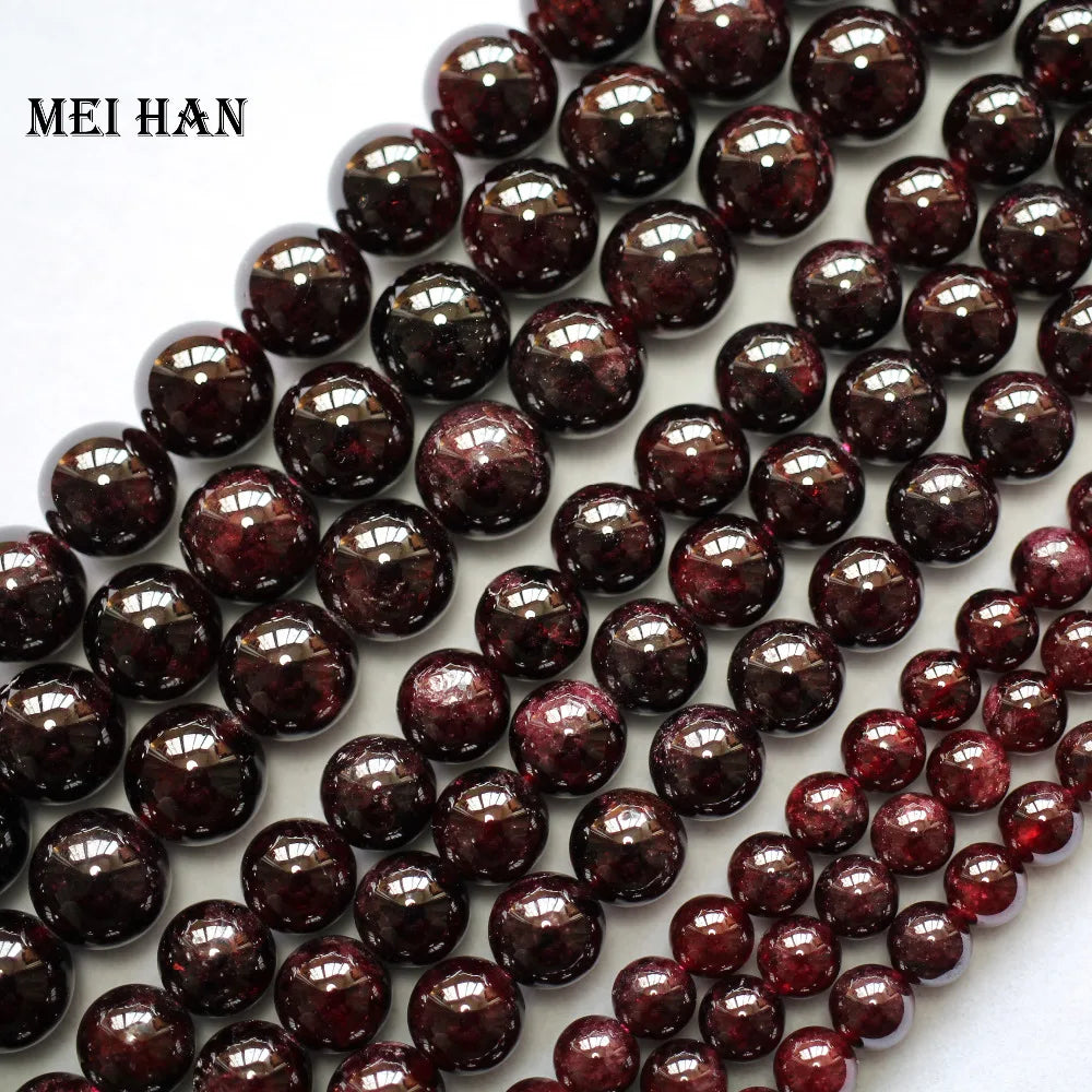 Meihan – perles rondes en grenat rouge naturel, pour bijoux, bracelet, pierre de naissance, symbole d'équilibre de fidélité, cadeau de vacances idéal