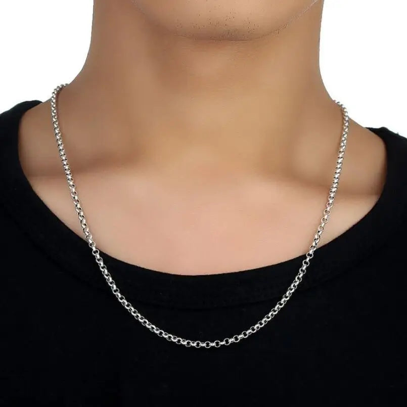 Unibabe – chaîne à maillons toriques en argent pur de 3mm d'épaisseur, collier S925, chaîne de pull, bijoux en argent Sterling 925