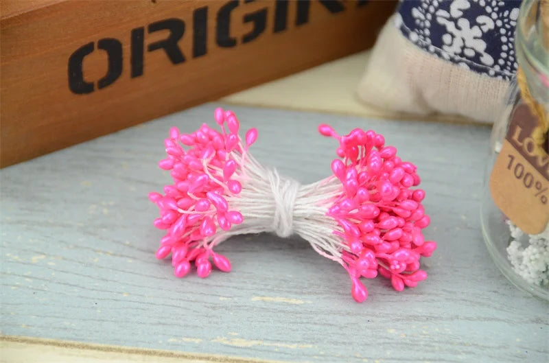 300 pièces fleur artificielle Double têtes étamine nacré artisanat cartes gâteaux décor Scrapbooking Floral pour la maison décor de fête de mariage