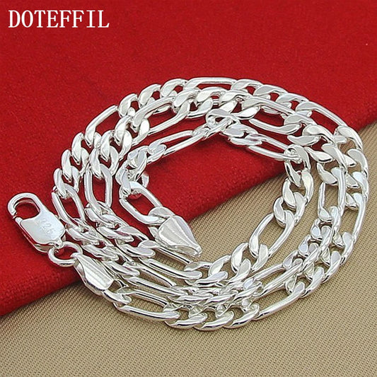 DOTEFFIL 925 argent Sterling 8mm chaîne latérale collier homme femme Senior luxe bijoux déclaration collier