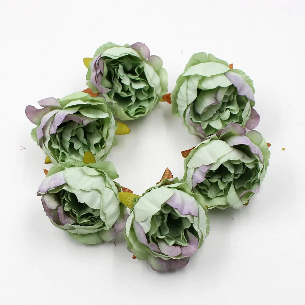 Têtes de pivoine artificielles en soie, 5 pièces, 5cm, fleurs artificielles, décoration de mariage, maison, couronne, Scrapbook, boîte-cadeau, fleur, artisanat fait à la main