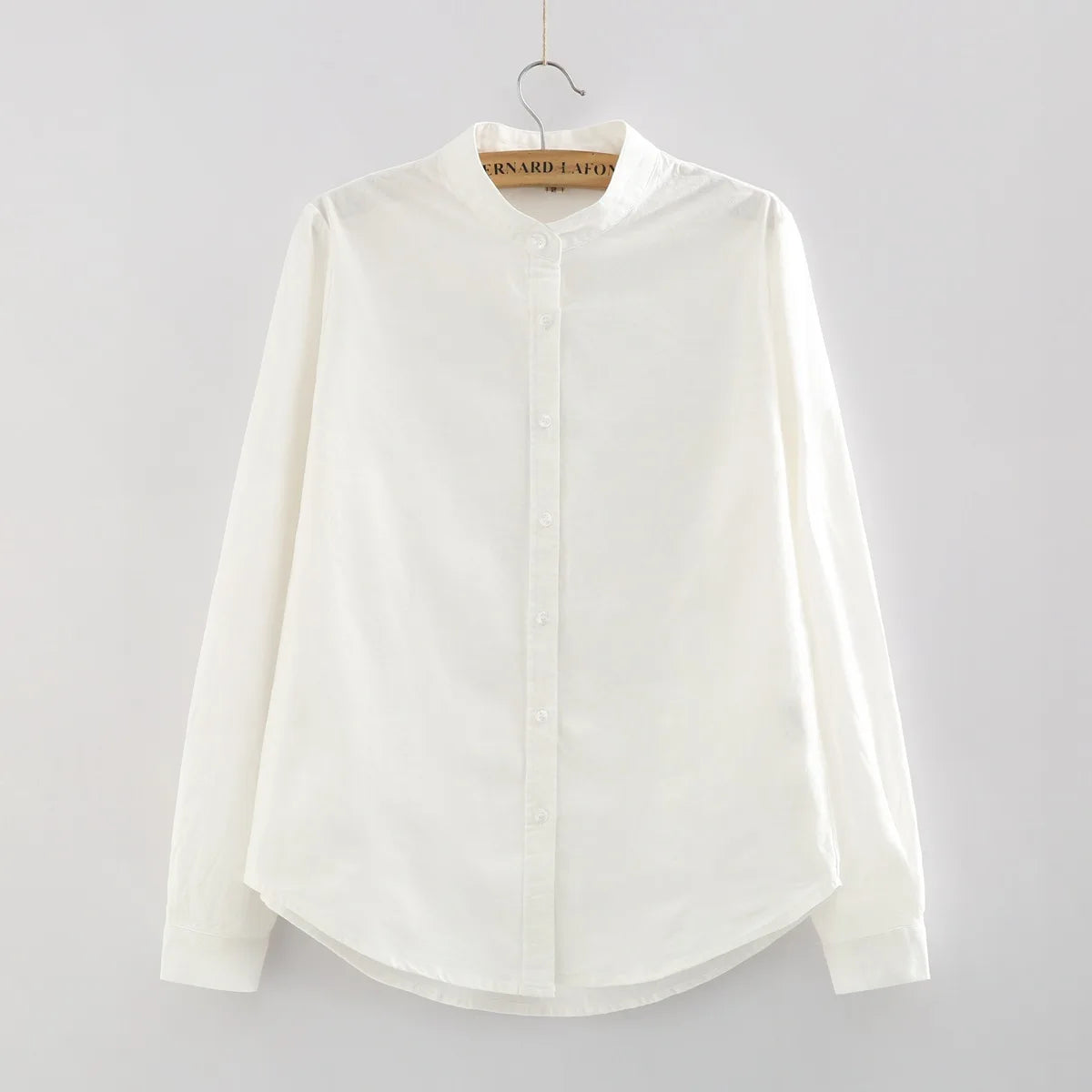 EYM 2024 marque nouveauté chemise femme décontracté coton col montant couleur unie blanc à manches longues Blouses Style Simple montre de sport