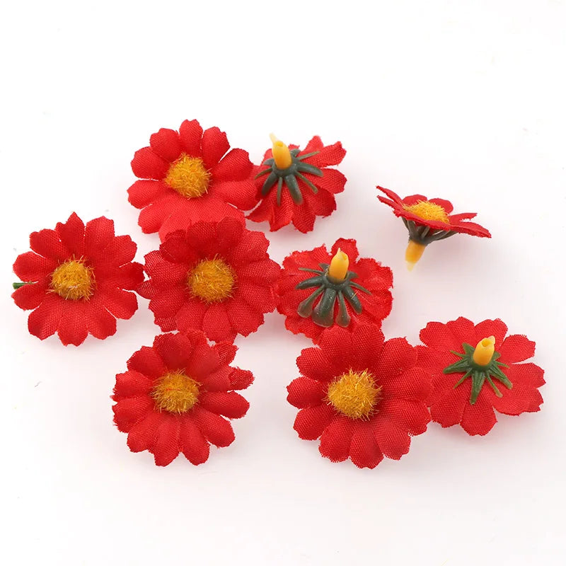 100 PC/lot 2.5 cm Mini marguerite fleur décorative fleurs artificielles en soie décoration de fête de mariage décor à la maison (sans tige) moins cher