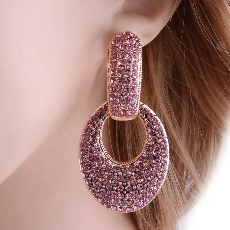 NeeFu WoFu goutte strass boucles d'oreilles cristal grande boucle d'oreille balancent ovale en alliage de Zinc grande longue Brinco oreille Oorbellen bijoux de mode