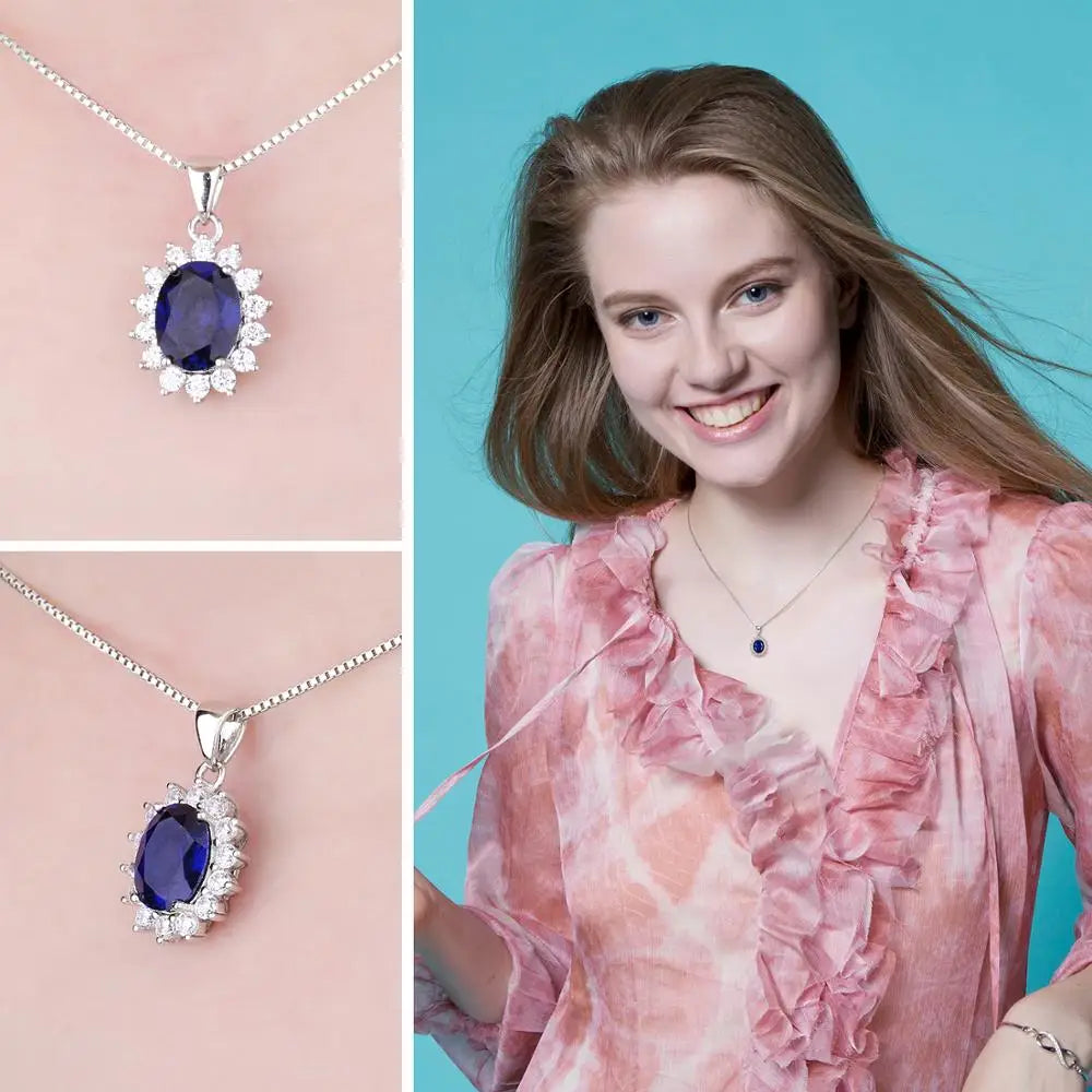 JewelryPalace – collier avec pendentif , en argent Sterling 925, création d'un saphir bleu, rubis, imitation émeraude, sans chaîne