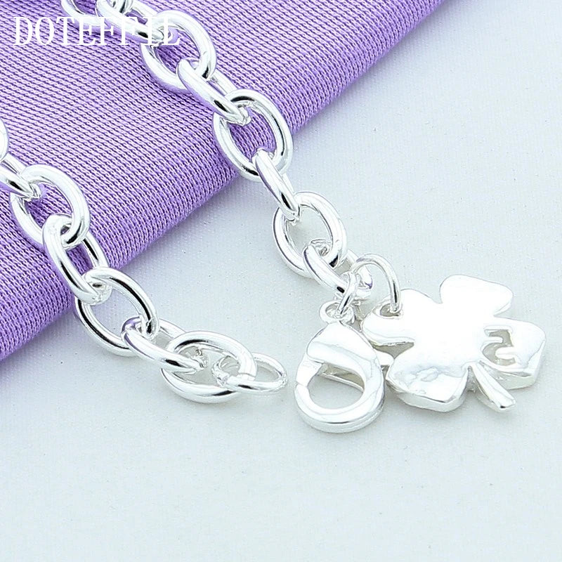 DOTEFFIL 925 argent Sterling trèfle feuilles chanceux numéro 5 Bracelet 20 cm chaîne femmes mariage fiançailles fête bijoux