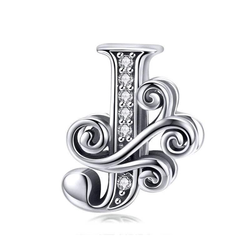BAMOER classique 925 en argent Sterling lettre Vintage A à Z 26 lettre breloques ajouré CZ Alphabet perles ajustement bracelet à breloques BSC030