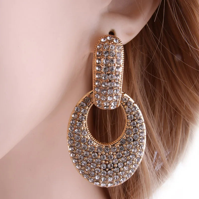 NeeFu WoFu goutte strass boucles d'oreilles cristal grande boucle d'oreille balancent ovale en alliage de Zinc grande longue Brinco oreille Oorbellen bijoux de mode