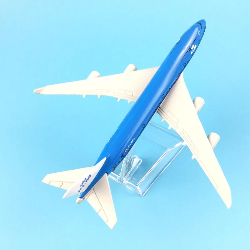 JASON TUTU 16 cm Boeing747 KLM Royal Dutch Airlines avion modèle d'avion en métal moulé sous pression 1/400 avions à l'échelle