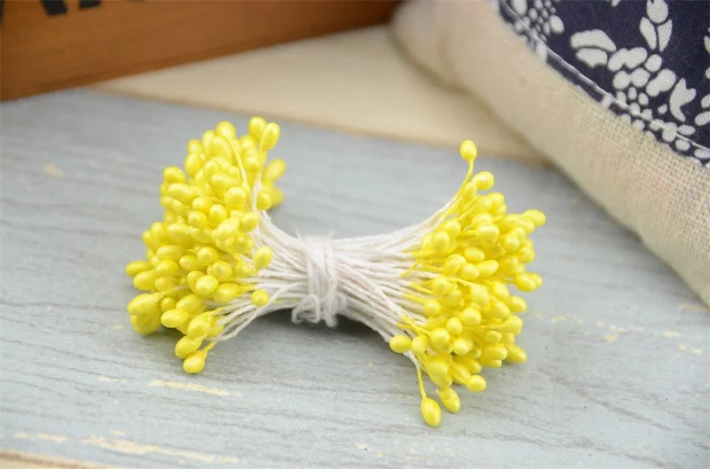300 pièces fleur artificielle Double têtes étamine nacré artisanat cartes gâteaux décor Scrapbooking Floral pour la maison décor de fête de mariage