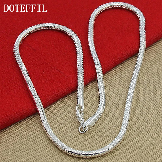 DOTEFFIL 925 argent Sterling 16/18/20/24/22/24/26/30 pouces 3mm serpent chaîne collier pour femme homme mariage fiançailles bijoux