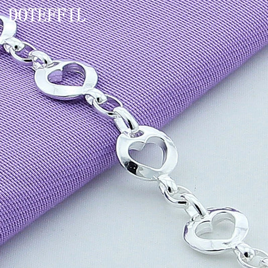 DOTEFFIL – Bracelet chaîne en argent Sterling 925, plein cœur, à la mode pour femmes, bijoux de fiançailles et de mariage