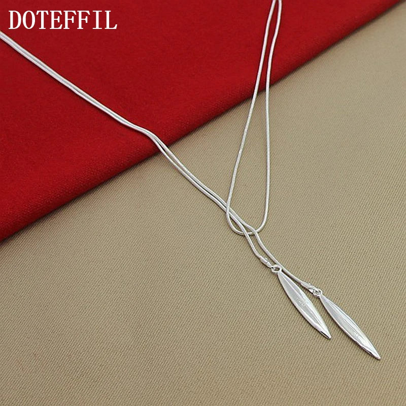 DOTEFFIL – collier chaîne serpent à Double feuille en argent Sterling 925 pour femmes, bijoux de fête de fiançailles et de mariage