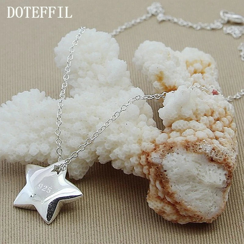 DOTEFFIL véritable 925 en argent Sterling étoile pendentif collier 18 pouces chaîne bijoux de mode collier pour les femmes offre spéciale