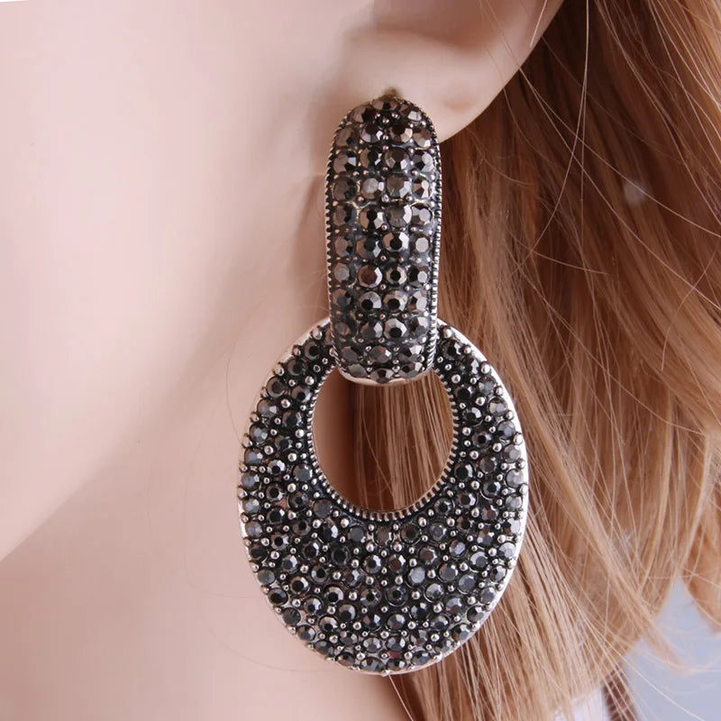 NeeFu WoFu goutte strass boucles d'oreilles cristal grande boucle d'oreille balancent ovale en alliage de Zinc grande longue Brinco oreille Oorbellen bijoux de mode