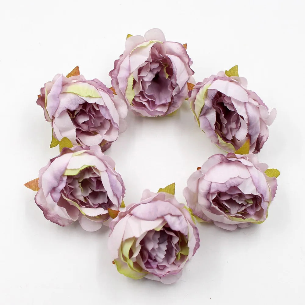 Têtes de pivoine artificielles en soie, 5 pièces, 5cm, fleurs artificielles, décoration de mariage, maison, couronne, Scrapbook, boîte-cadeau, fleur, artisanat fait à la main