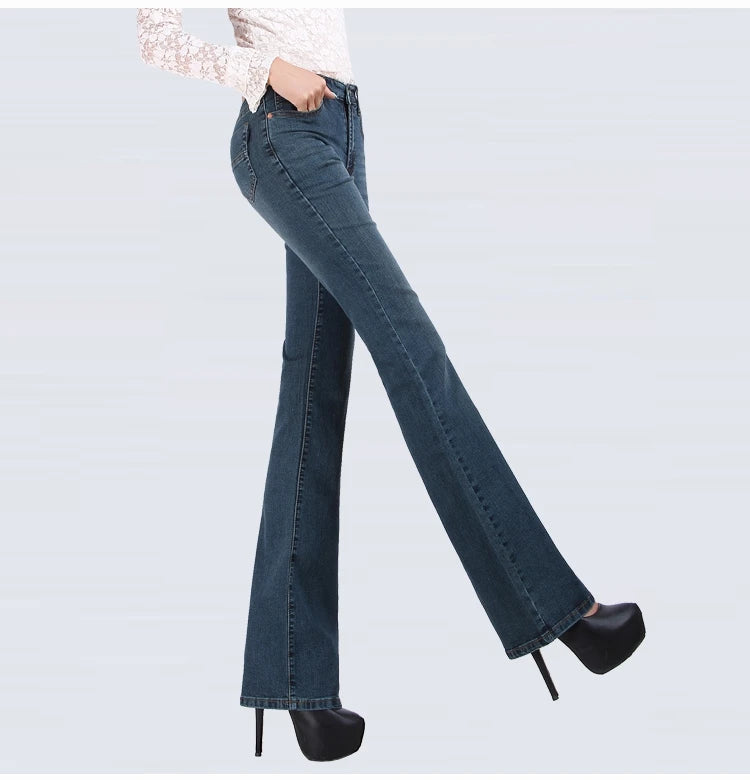 Jeans Astronomiques Cloche pour Femme, Pantalon Coupe Boot, Bureau, Taille Moyenne, Évasées sulf, FJSize 26-38, Automne, Promotion