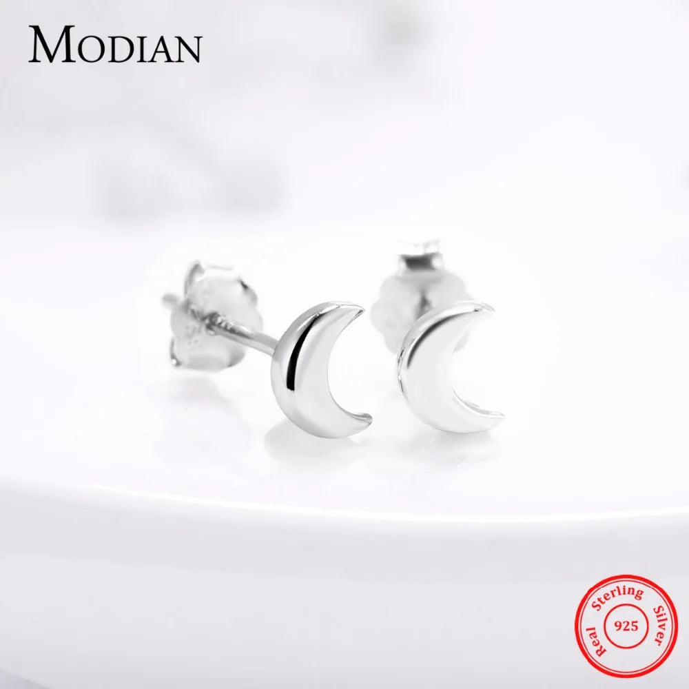 Modian – Boucles d'oreilles en argent sterling 925 pour femme, avec 6 styles en étoile et lune, accessoire exquise et simple, très tendance, bijou triangulaire