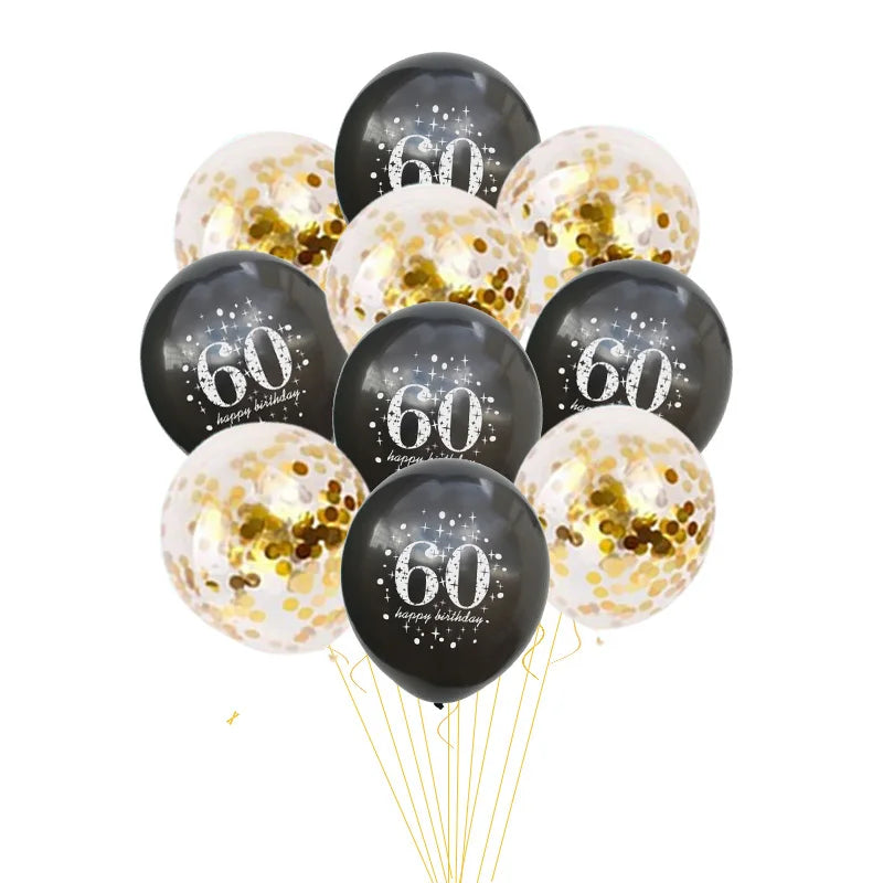 JOY-ENLIFE 10 pièces ballons confettis gonflables ballons en Latex de 12 pouces 30 40 50 60 ans fête d'anniversaire ballons à hélium en aluminium pour adultes