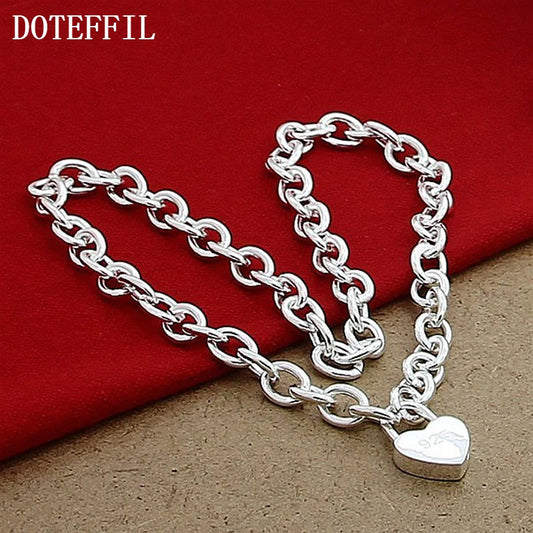 DOTEFFIL – collier avec pendentif en forme de cœur en argent Sterling 925, chaîne de 18 pouces pour femmes, bijoux de fiançailles et de mariage à la mode