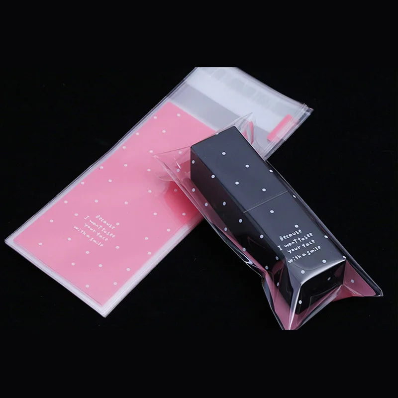 100 pièces/lot Mini emballage de biscuits en plastique 5x10 cm sacs d'emballage de cupcakes sacs auto-adhésifs opp sac cadeau sac de bonbons paquet de rouge à lèvres