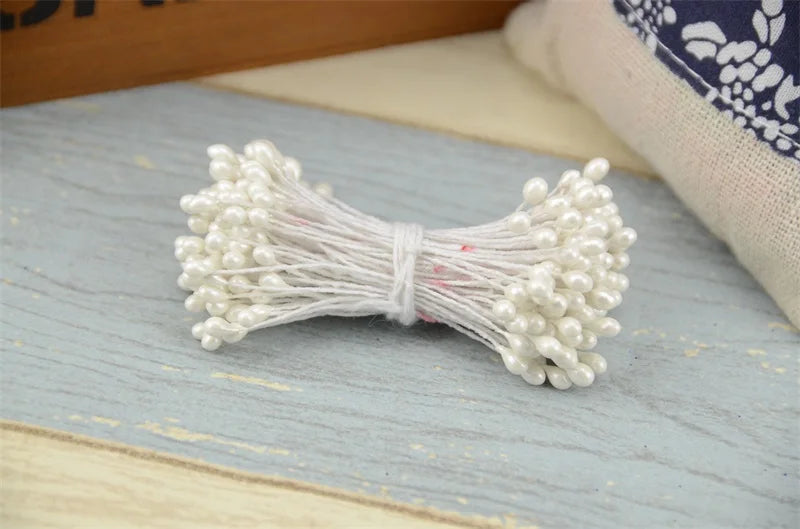 300 pièces fleur artificielle Double têtes étamine nacré artisanat cartes gâteaux décor Scrapbooking Floral pour la maison décor de fête de mariage