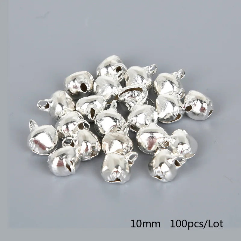 Cloches en fer pour perles argentées en vrac, 50 à 300 pièces/lot, fournitures de fête de Festival, décoration de noël, cadeau, accessoires artisanaux DIY
