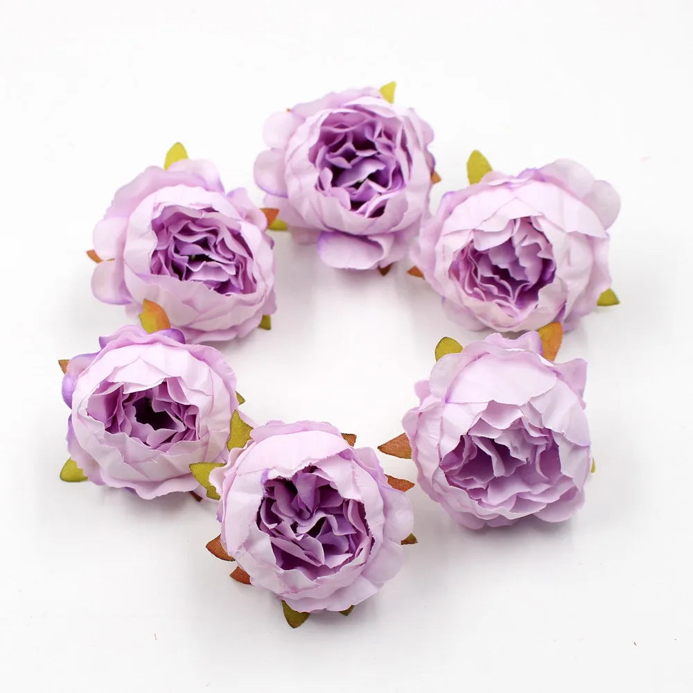 Têtes de pivoine artificielles en soie, 5 pièces, 5cm, fleurs artificielles, décoration de mariage, maison, couronne, Scrapbook, boîte-cadeau, fleur, artisanat fait à la main