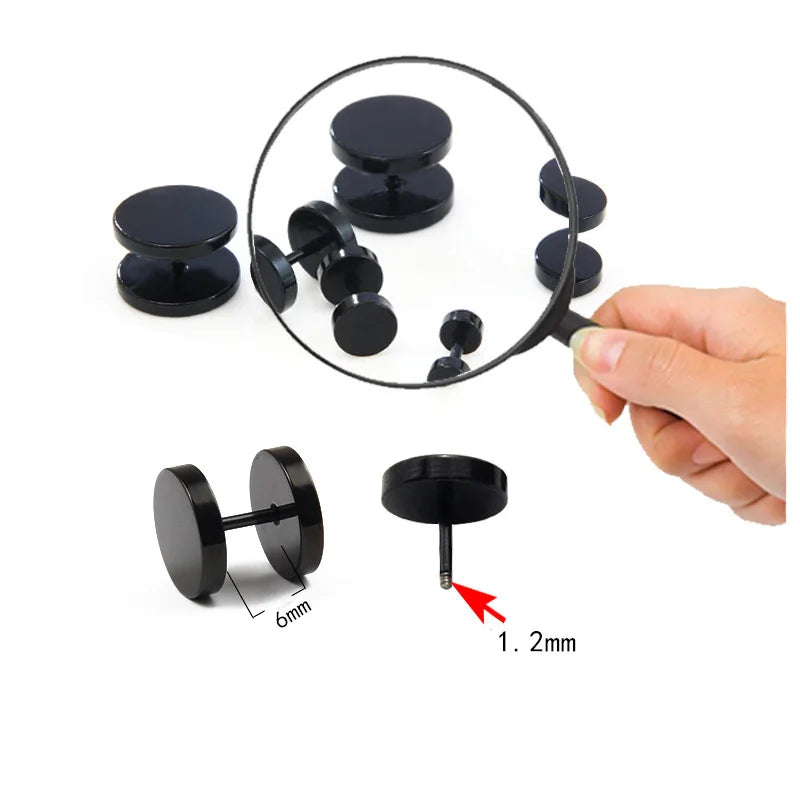1 pièce Punk acier inoxydable vis haltère gothique boucles d'oreilles pour femmes hommes
