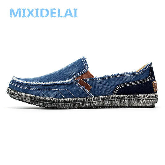 MIXIDELAI chaussures en toile classiques hommes 2025 chaussures paresseuses bleu gris vert toile mocassin hommes sans lacet mocassins lavé denim chaussures plates décontractées
