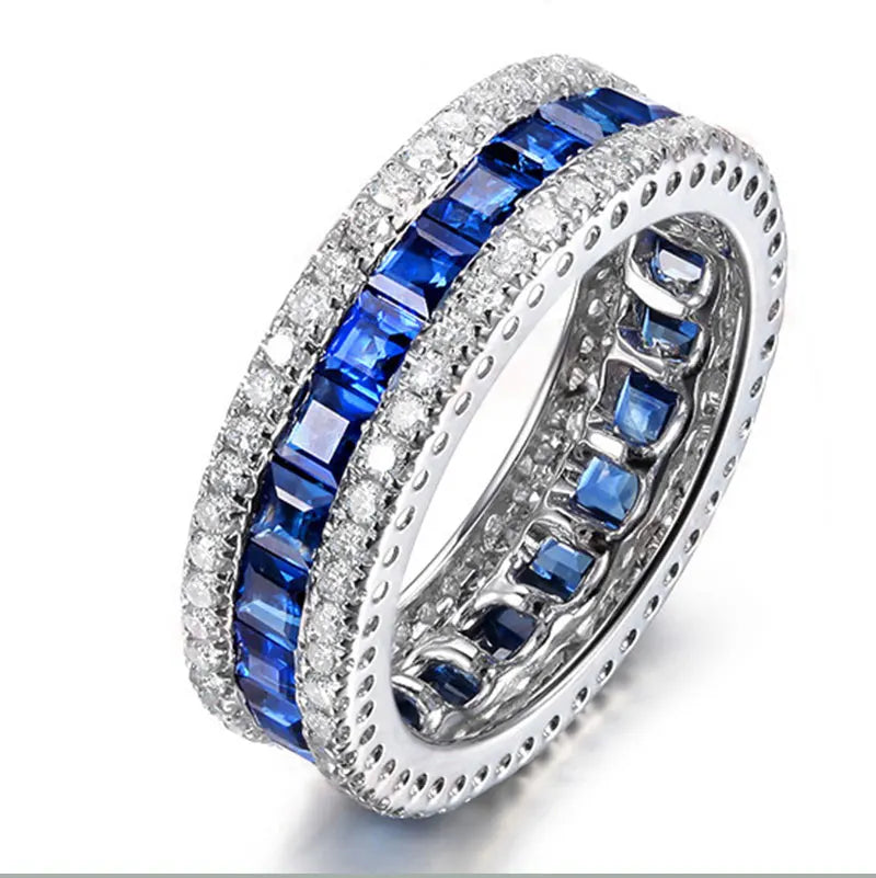 FCGJHW – bague spinelle en saphir rubis pour femmes, rouge clair, bleu, Zircon, anneaux ronds Vintage, bandes de mariage en argent S925, bijoux fins