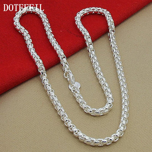DOTEFFIL 925 argent Sterling 5mm boîte ronde chaîne 18/20/24 pouces collier pour femme hommes mode mariage fiançailles charme bijoux
