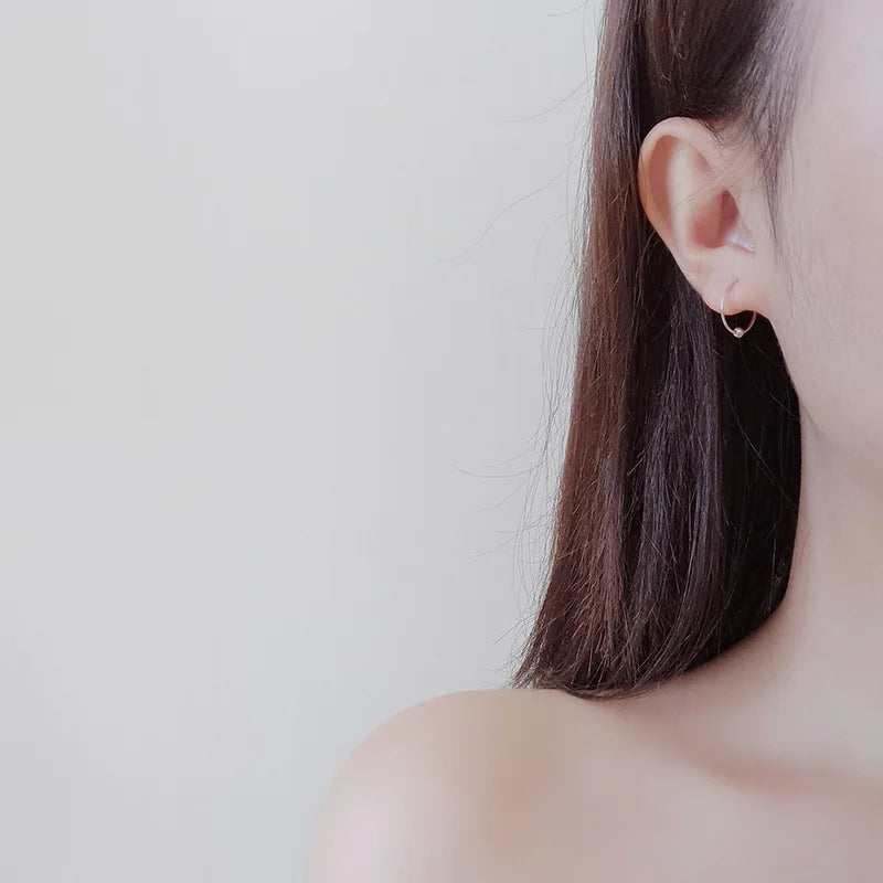INZATT minimaliste réel 925 en argent Sterling rond petites boucles d'oreilles accessoire à la mode pour les femmes petite amie bijoux cadeau de fête