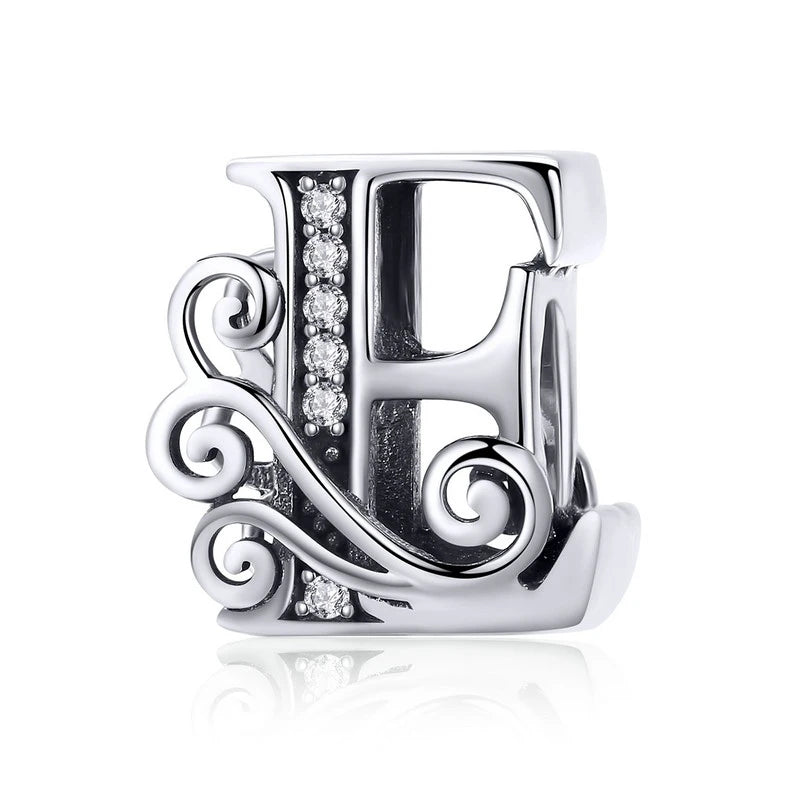 BAMOER classique 925 en argent Sterling lettre Vintage A à Z 26 lettre breloques ajouré CZ Alphabet perles ajustement bracelet à breloques BSC030