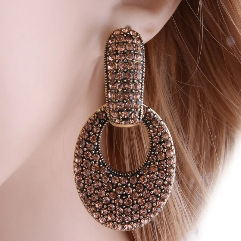NeeFu WoFu goutte strass boucles d'oreilles cristal grande boucle d'oreille balancent ovale en alliage de Zinc grande longue Brinco oreille Oorbellen bijoux de mode