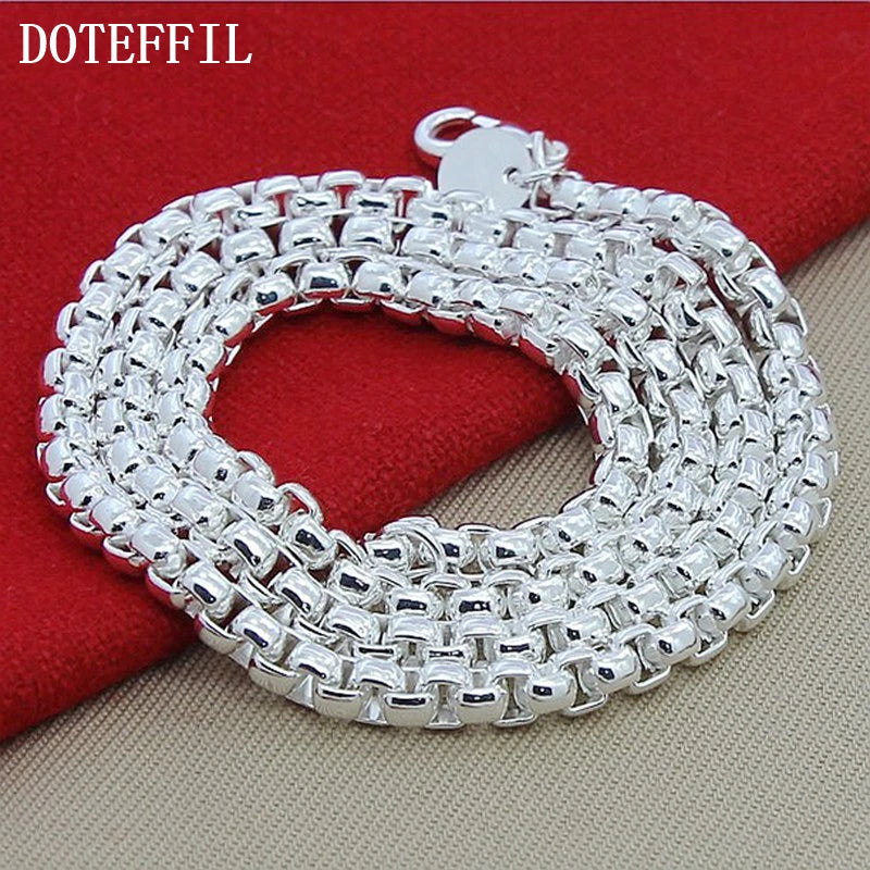 DOTEFFIL 925 argent Sterling 5mm boîte ronde chaîne 18/20/24 pouces collier pour femme hommes mode mariage fiançailles charme bijoux