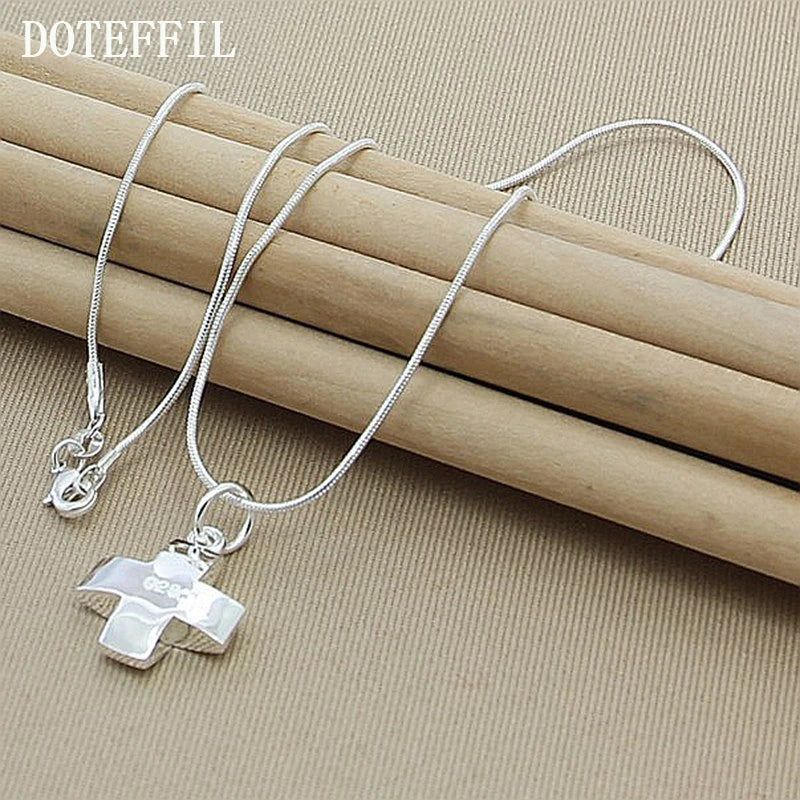 DOTEFFIL – collier avec pendentif croix en argent Sterling 925, chaîne serpent de 16 à 30 pouces pour femmes et hommes, bijoux de fête de fiançailles et de mariage