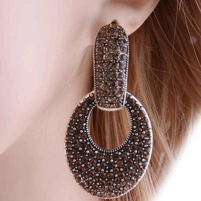 NeeFu WoFu goutte strass boucles d'oreilles cristal grande boucle d'oreille balancent ovale en alliage de Zinc grande longue Brinco oreille Oorbellen bijoux de mode