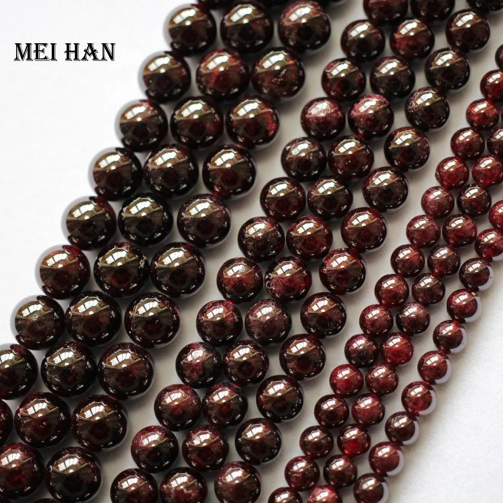 Meihan – perles rondes en grenat rouge naturel, pour bijoux, bracelet, pierre de naissance, symbole d'équilibre de fidélité, cadeau de vacances idéal