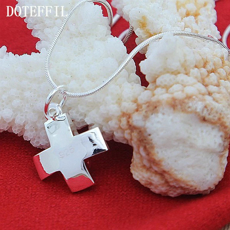 DOTEFFIL – collier avec pendentif croix en argent Sterling 925, chaîne serpent de 16 à 30 pouces pour femmes et hommes, bijoux de fête de fiançailles et de mariage