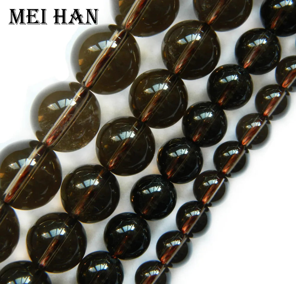 Meihan quartz fumé naturel 6mm 8mm 10mm 12mm perles rondes lisses en vrac pour la conception de fabrication de bijoux