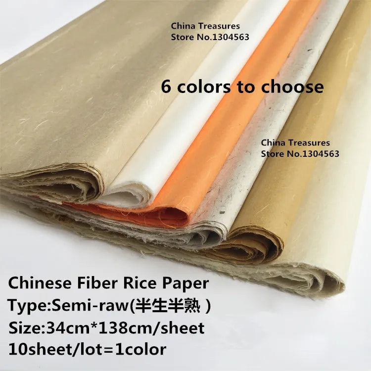 Papier de riz chinois Xuan Zhi Younlong, 34cm x 138cm x 10 feuilles/lot, en Fiber, Ban Sheng Ban Shou