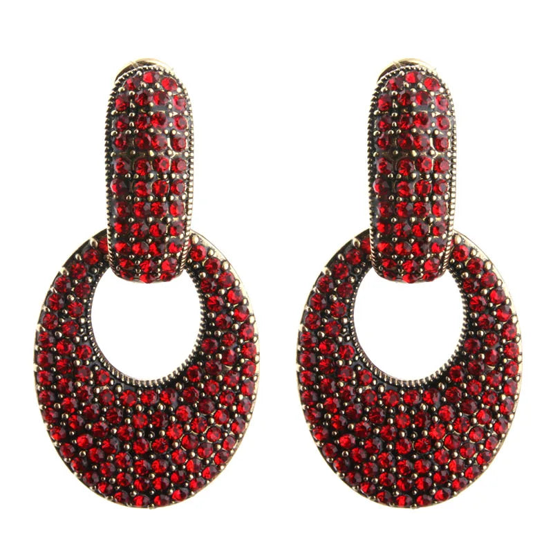 NeeFu WoFu goutte strass boucles d'oreilles cristal grande boucle d'oreille balancent ovale en alliage de Zinc grande longue Brinco oreille Oorbellen bijoux de mode