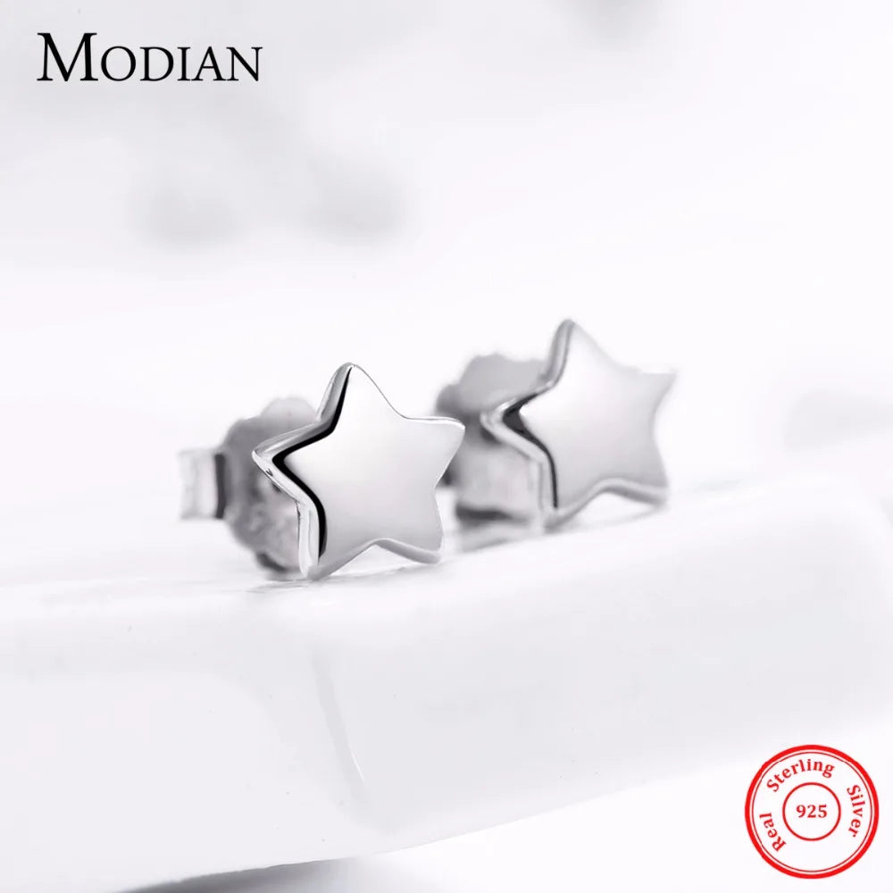 Modian – Boucles d'oreilles en argent sterling 925 pour femme, avec 6 styles en étoile et lune, accessoire exquise et simple, très tendance, bijou triangulaire