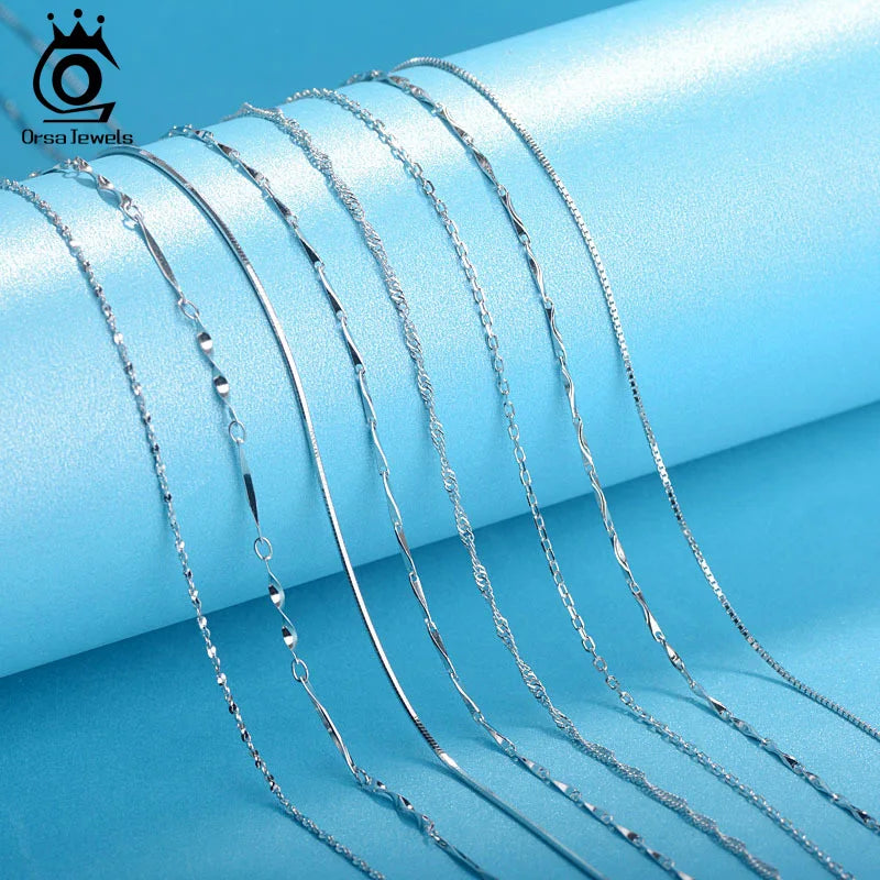 ORSA JEWELS véritable 925 collier en argent Sterling Figaro joint torique chaîne de cou torsadé serpent barre singapour boîte chaîne collier femmes 1