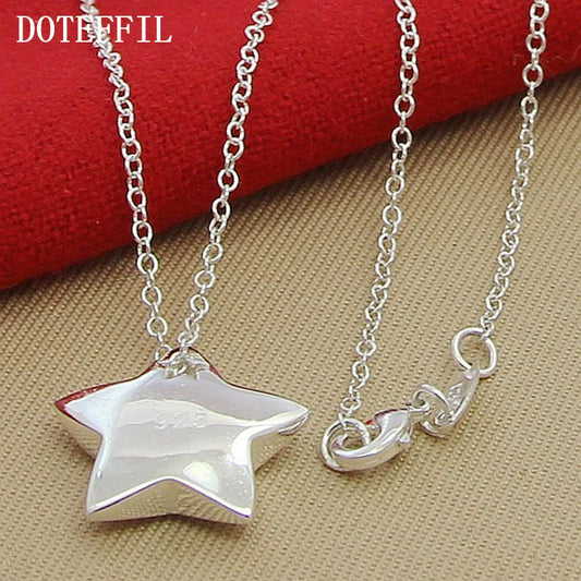 DOTEFFIL véritable 925 en argent Sterling étoile pendentif collier 18 pouces chaîne bijoux de mode collier pour les femmes offre spéciale