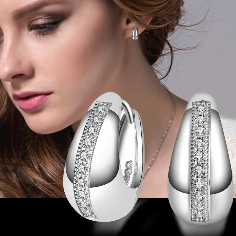 Pendientes mujer moda 925 bijoux en argent Sterling U cz goujons boucles d'oreilles femmes brincos para as mulheres boucle d'oreille oorbellen