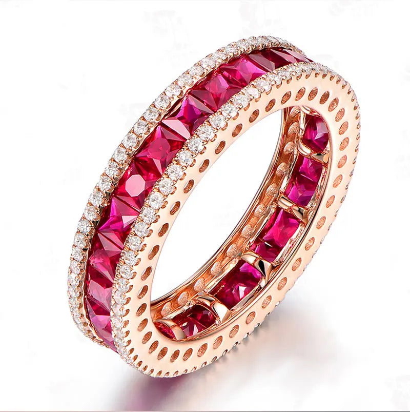 FCGJHW – bague spinelle en saphir rubis pour femmes, rouge clair, bleu, Zircon, anneaux ronds Vintage, bandes de mariage en argent S925, bijoux fins