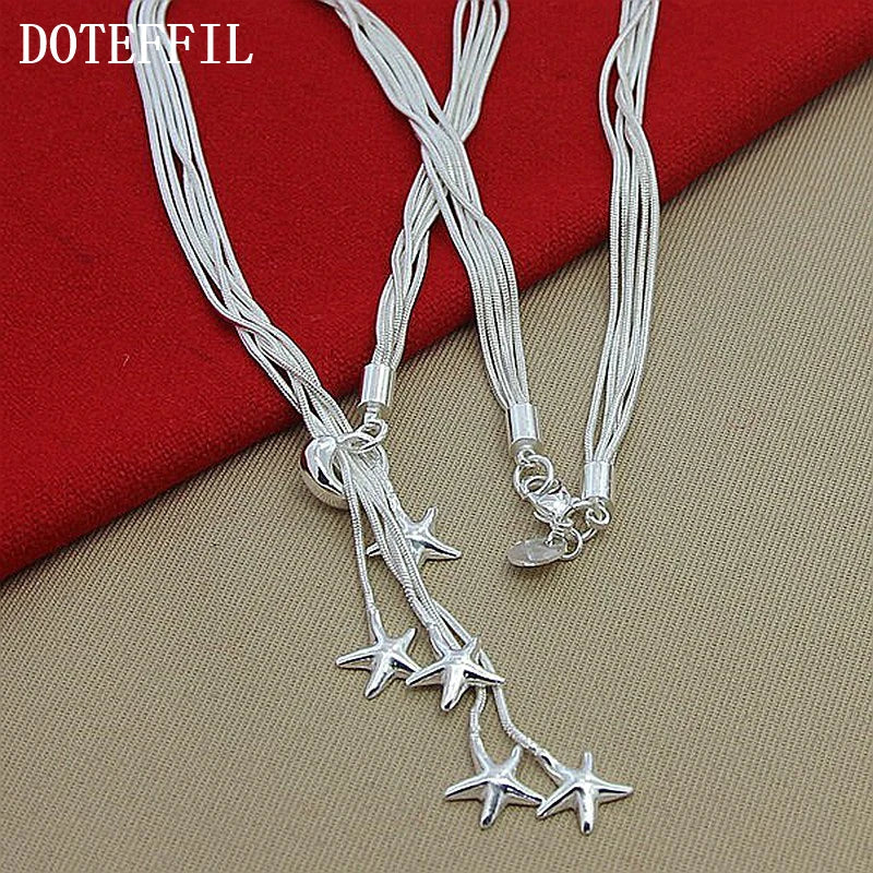 DOTEFFIL 925 en argent Sterling cinq serpent chaîne étoile de mer collier pour les femmes de fiançailles de mariage bijoux de mode