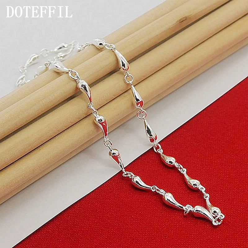 DOTEFFIL 925 en argent Sterling goutte d'eau pendentif collier pour femme 18 pouces chaîne bijoux de fiançailles de mariage